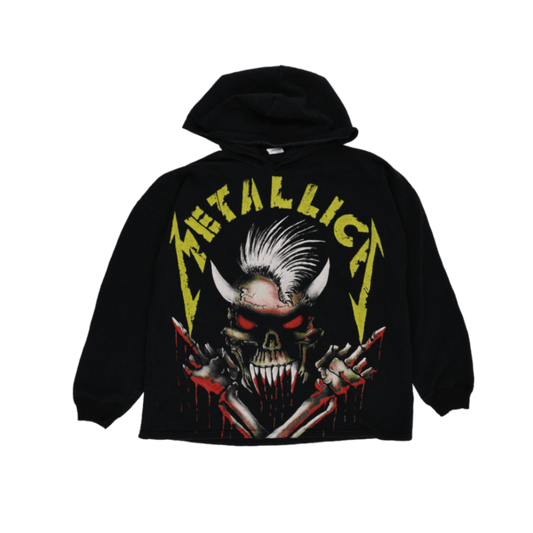 Metallica Vintage Live Shit Binge & Purge Pullover Graphic Hoodie Black Large 60% Cotton 40% Acrylic