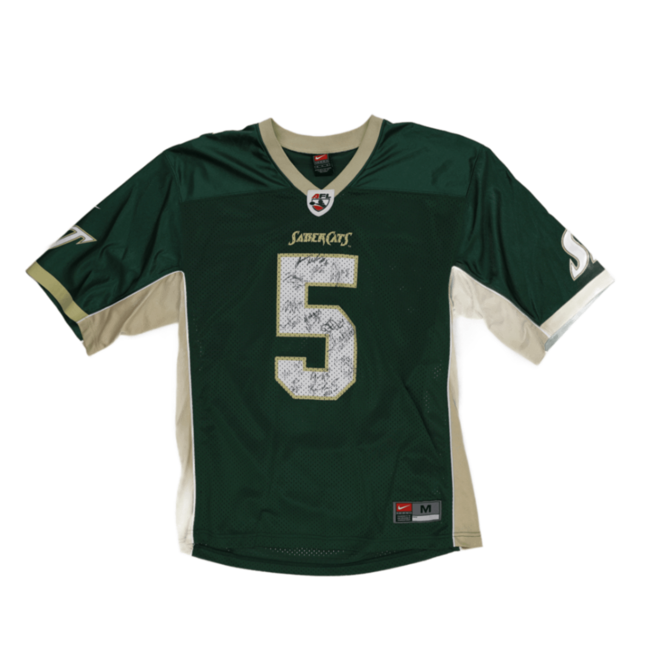 Nike Vintage AFL Sabercats 5 Mesh Jersey Green Gold Medium Polyester Sports Jersey