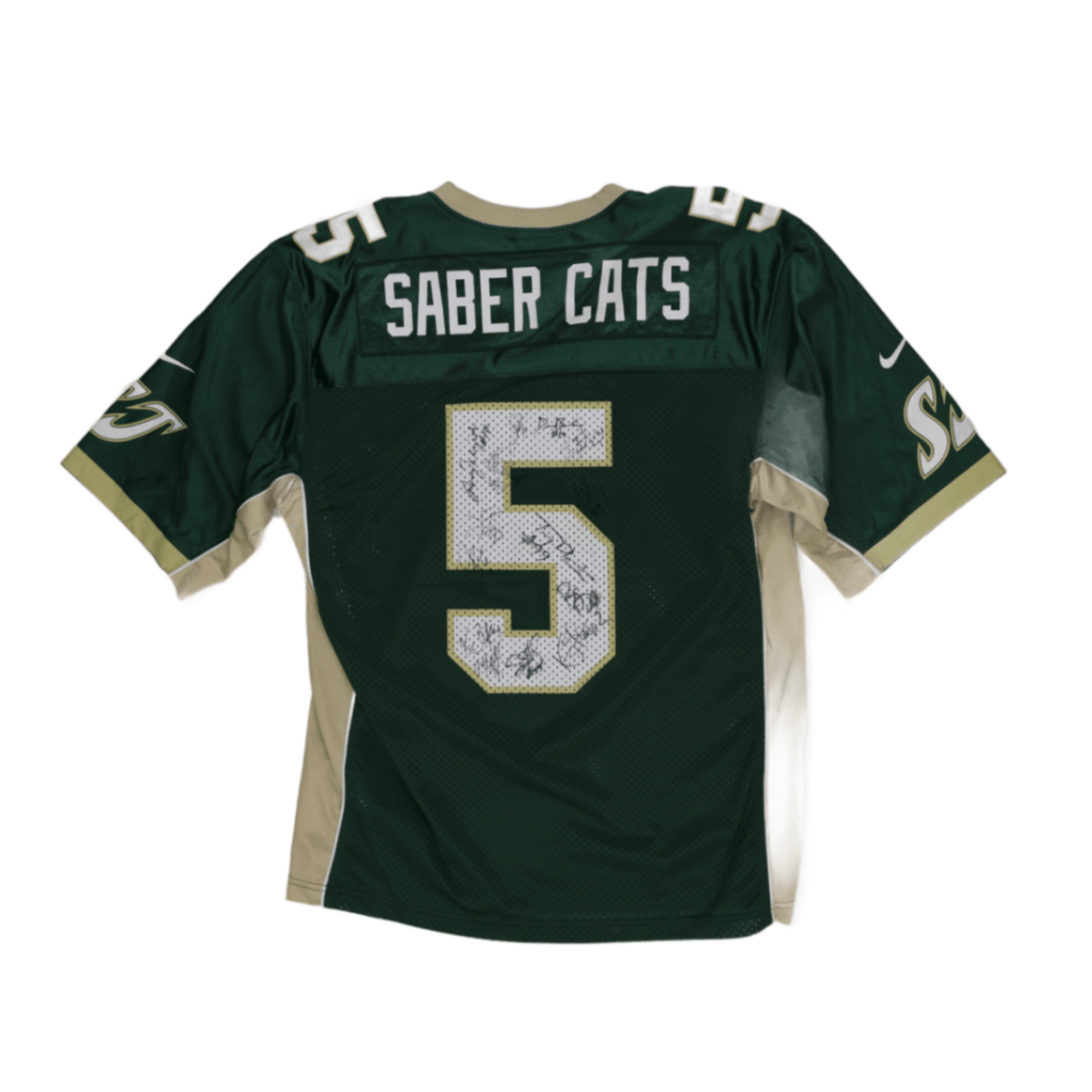 Nike Vintage AFL Sabercats 5 Mesh Jersey Green Gold Medium Polyester Sports Jersey