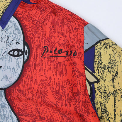 Picasso Inspired Multicolour Short Sleeve Art Print Shirt Large Polyester