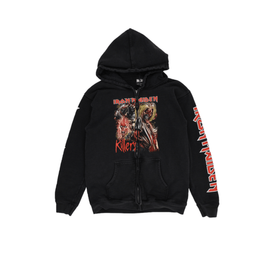 Mr Jay Iron Maiden Killers Graphic Full Zip Hoodie Black Medium 100 Percent Cotton