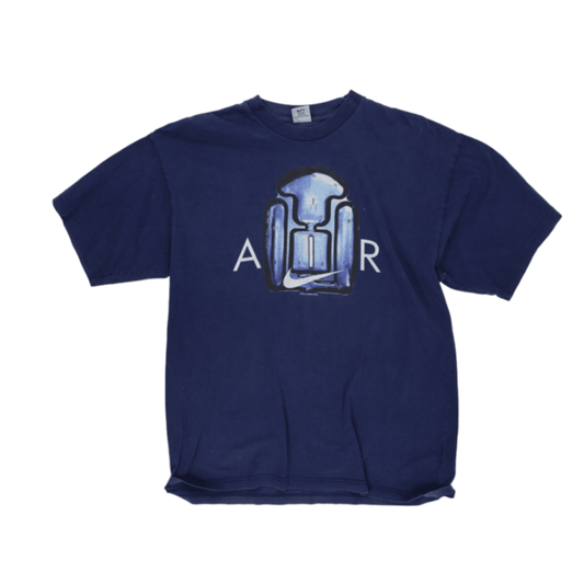 Nike Vintage Air Graphic T-Shirt Navy Blue Medium Cotton Crew Neck