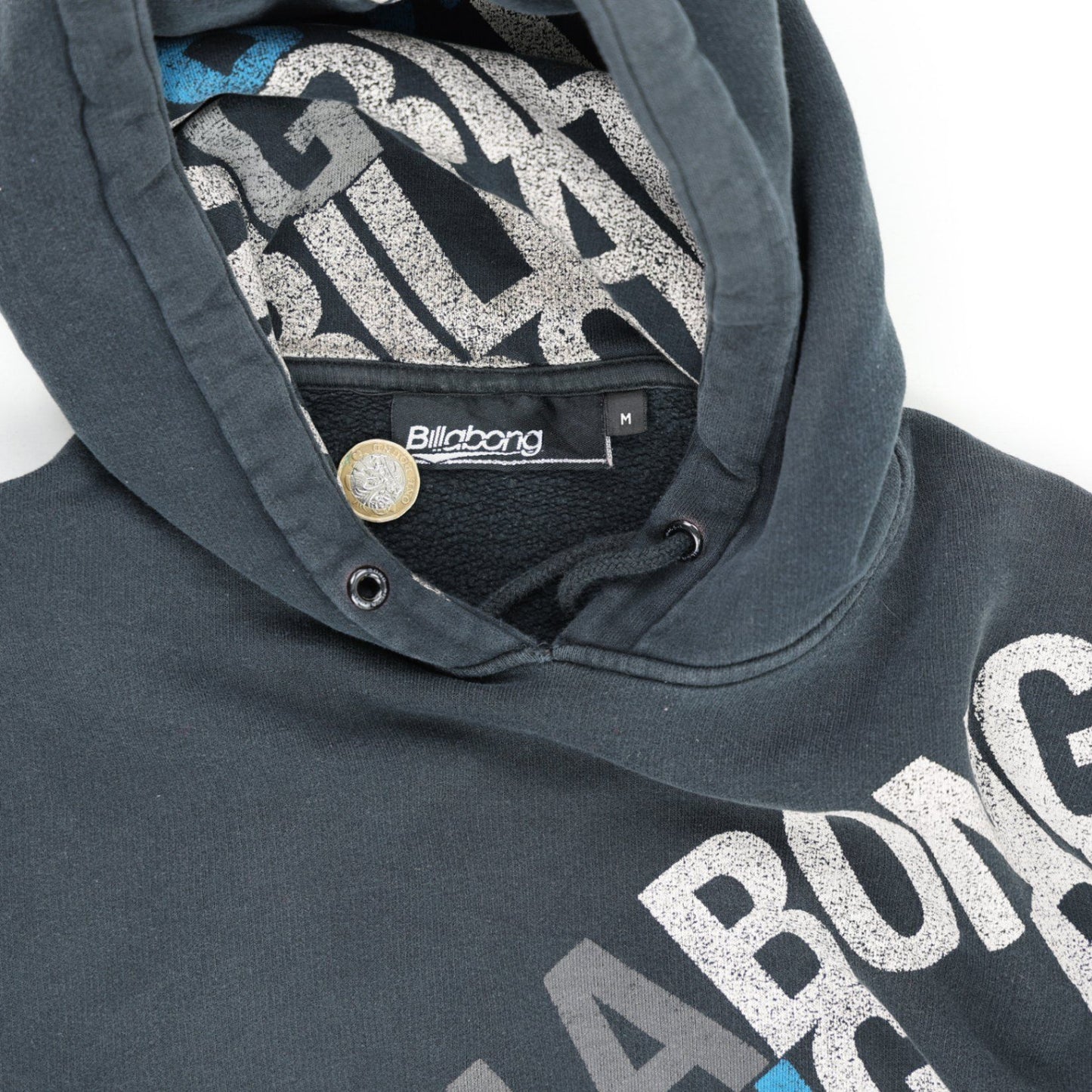 Billabong Black Pullover Hoodie Men's Medium Cotton Blend Vintage