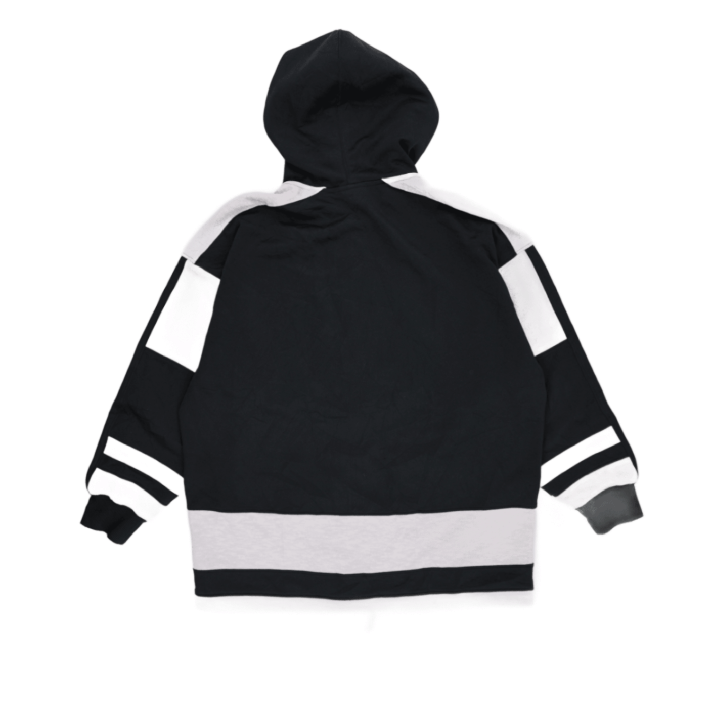 Kappa Vintage Black Grey Colour Block Zip Up Hoodie Large Cotton Blend Retro Sportswear Hooded