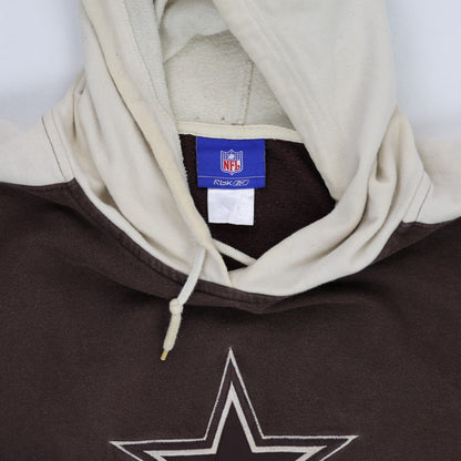 Reebok NFL Dallas Cowboys Vintage Hoodie Brown Cream Medium Cotton Blend Hooded Sweatshirt