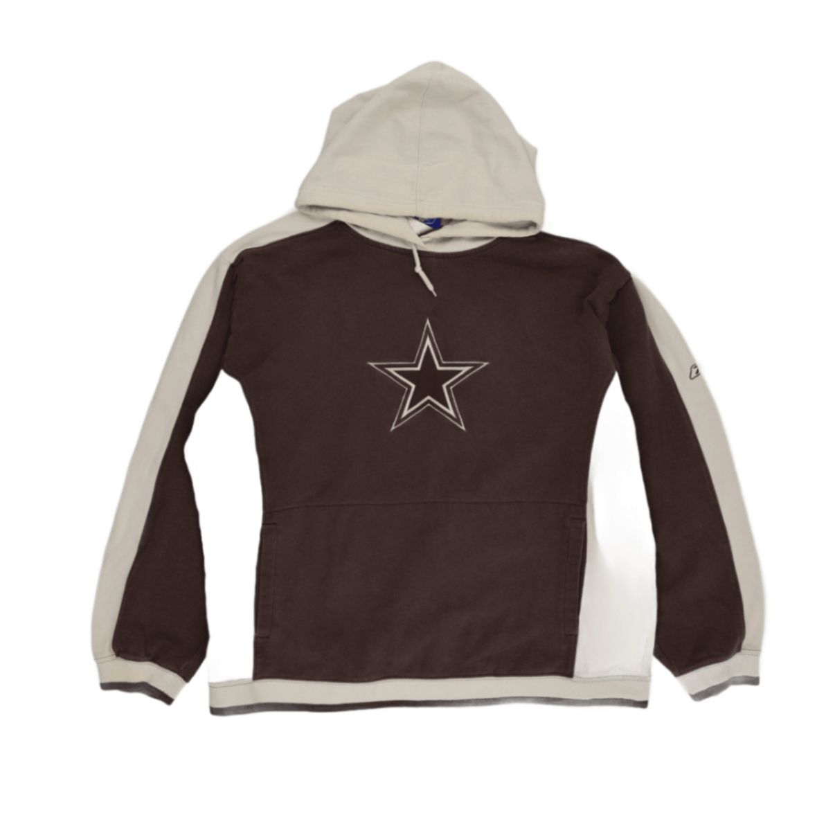 Reebok NFL Dallas Cowboys Vintage Hoodie Brown Cream Medium Cotton Blend Hooded Sweatshirt