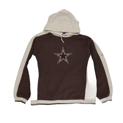 Reebok NFL Dallas Cowboys Vintage Hoodie Brown Cream Medium Cotton Blend Hooded Sweatshirt