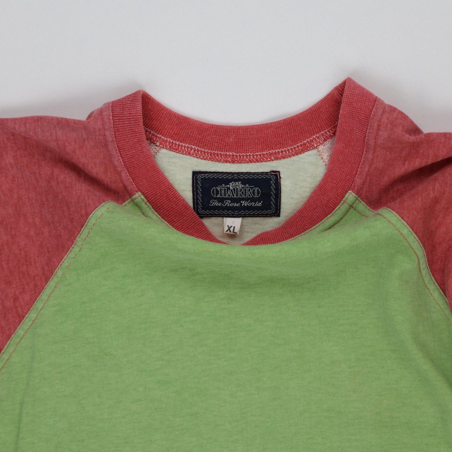 Charro The Rose World Vintage Graphic Raglan T-shirt Green Red Yellow XL Cotton Blend Crew Neck