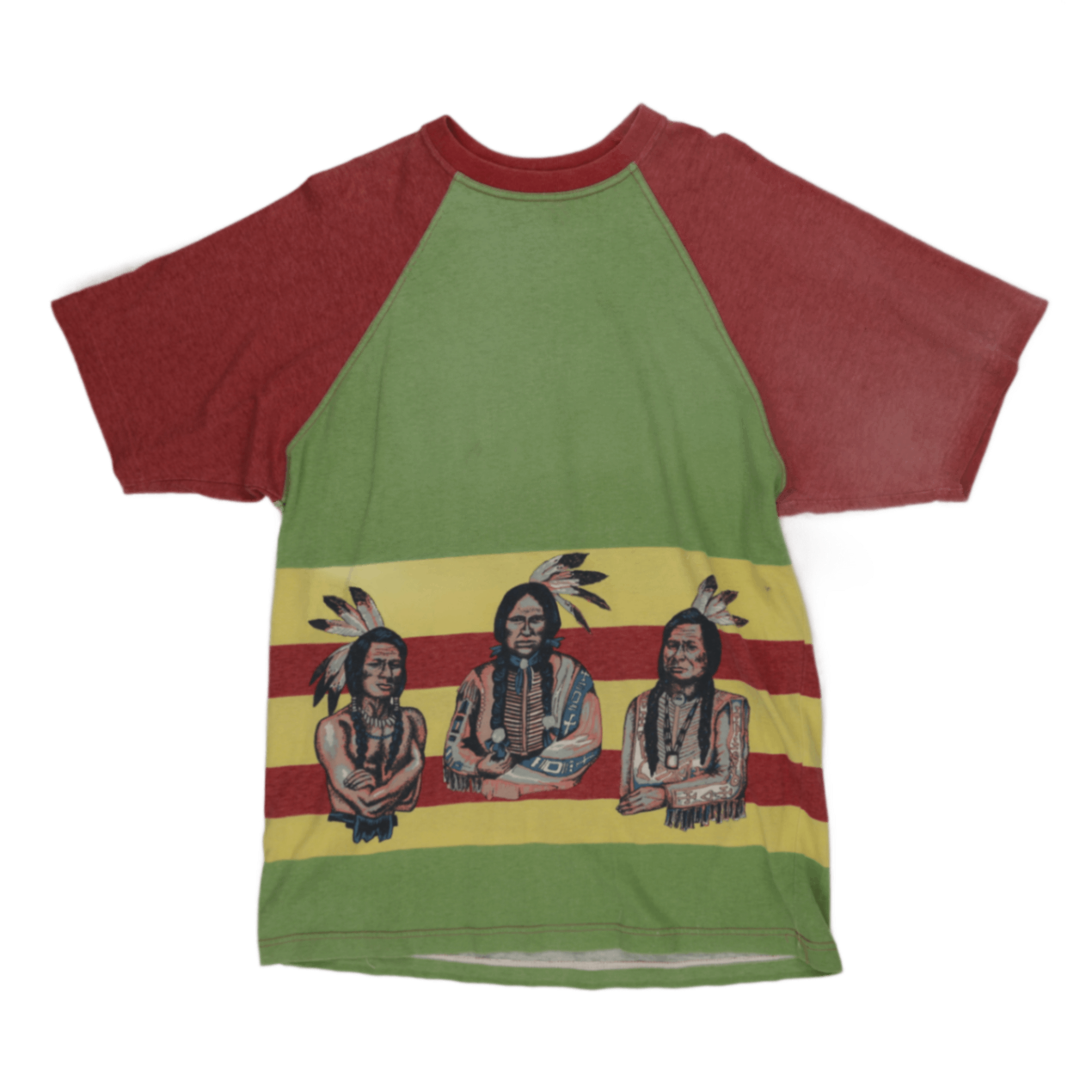 Charro The Rose World Vintage Graphic Raglan T-shirt Green Red Yellow XL Cotton Blend Crew Neck