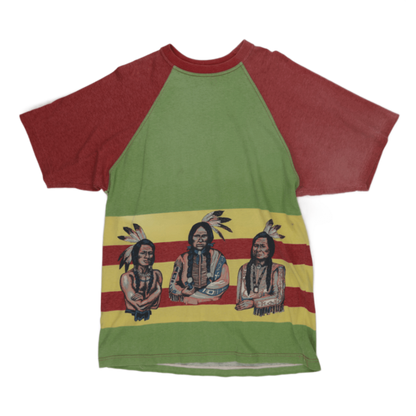 Charro The Rose World Vintage Graphic Raglan T-shirt Green Red Yellow XL Cotton Blend Crew Neck