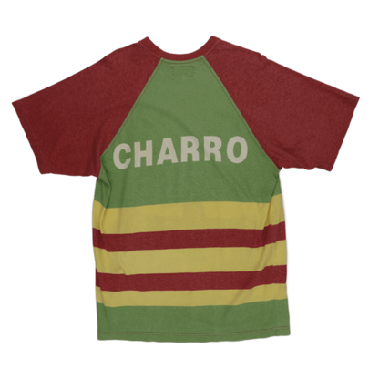 Charro The Rose World Vintage Graphic Raglan T-shirt Green Red Yellow XL Cotton Blend Crew Neck
