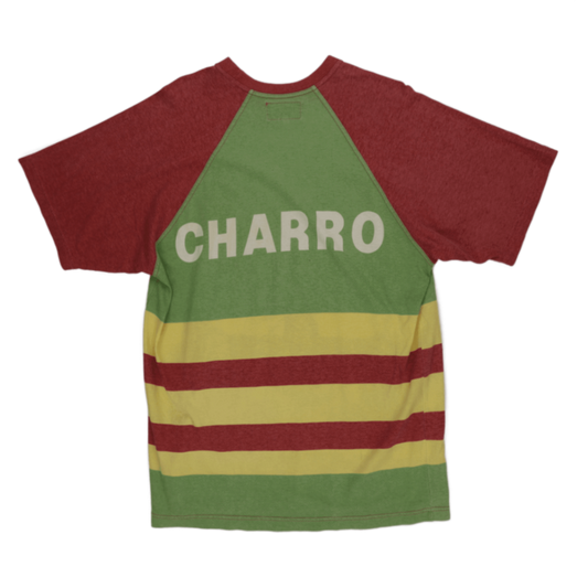 Charro The Rose World Vintage Graphic Raglan T-shirt Green Red Yellow XL Cotton Blend Crew Neck