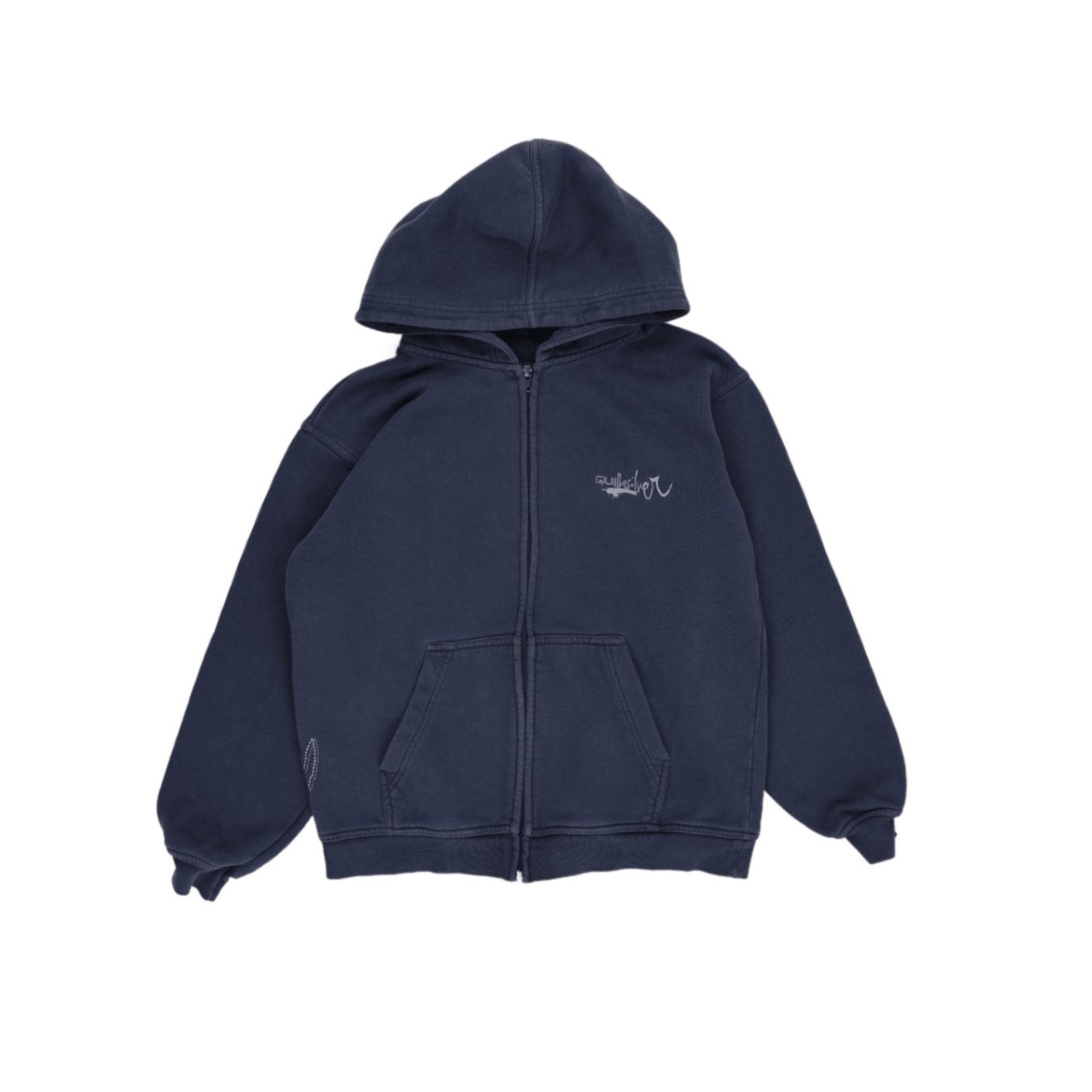 Quiksilver Navy Blue Zip Up Hoodie for Men Size M Cotton