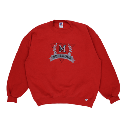Russell Athletic Bulldogs Vintage Red Sweatshirt XL Cotton Crew Neck