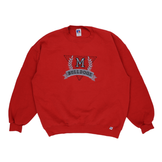 Russell Athletic Bulldogs Vintage Red Sweatshirt XL Cotton Crew Neck