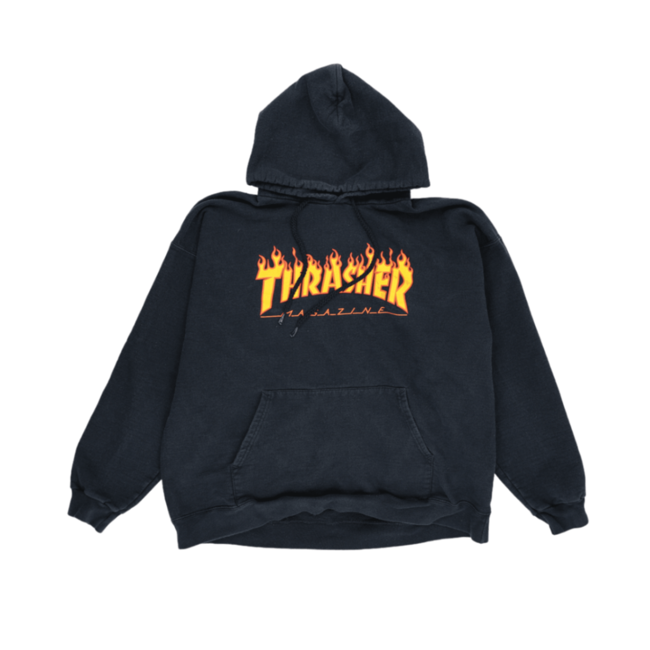 Thrasher Flame Logo Pullover Hoodie Black Large 100 Percent Cotton Unisex