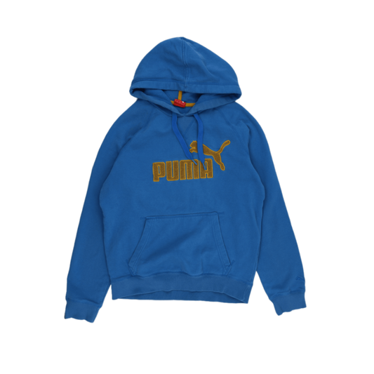 PUMA Blue Pullover Hoodie Large Cotton Blend Hooded Sweatshirt