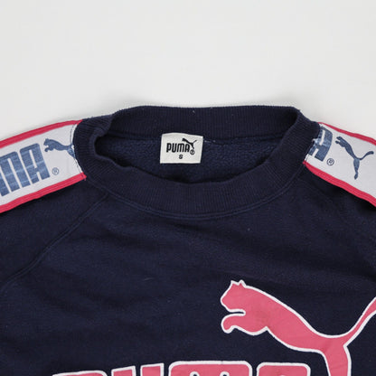 PUMA Navy Blue Crew Neck Sweatshirt Small Unisex Cotton Blend Vintage