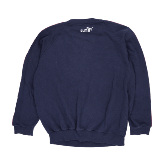 PUMA Navy Blue Crew Neck Sweatshirt Small Unisex Cotton Blend Vintage