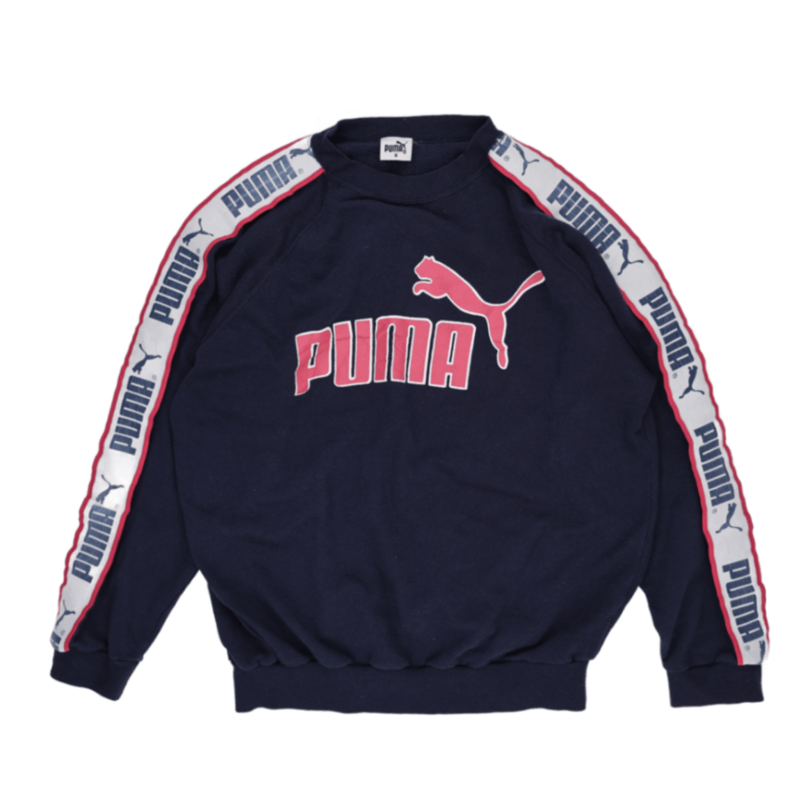 PUMA Navy Blue Crew Neck Sweatshirt Small Unisex Cotton Blend Vintage