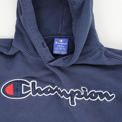 Champion Pullover Hoodie Unisex Small Navy Cotton Blend Hooded Sweatshirt