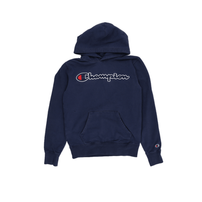 Champion Pullover Hoodie Unisex Small Navy Cotton Blend Hooded Sweatshirt