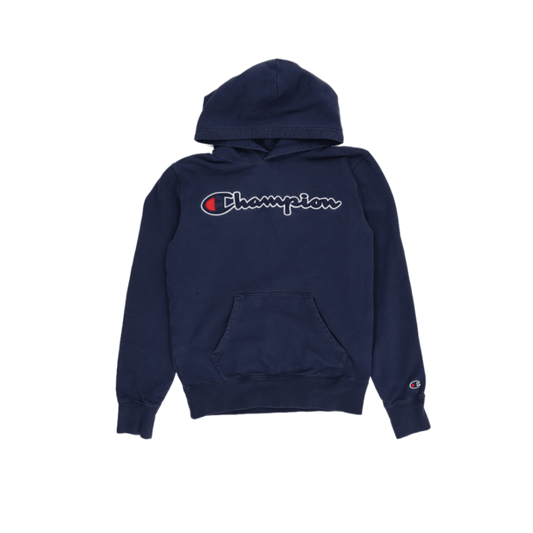 Champion Pullover Hoodie Unisex Small Navy Cotton Blend Hooded Sweatshirt