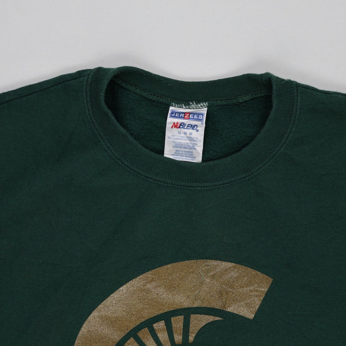 Jerzees Vintage Green Crewneck Sweatshirt Medium Cotton Polyester Michigan State Spartans