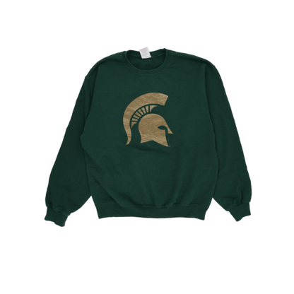 Jerzees Vintage Green Crewneck Sweatshirt Medium Cotton Polyester Michigan State Spartans