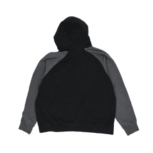 Reebok Pullover Hoodie Black Grey Colourblock Embroidered Logo Men's Medium 60% Cotton 40% Polyester