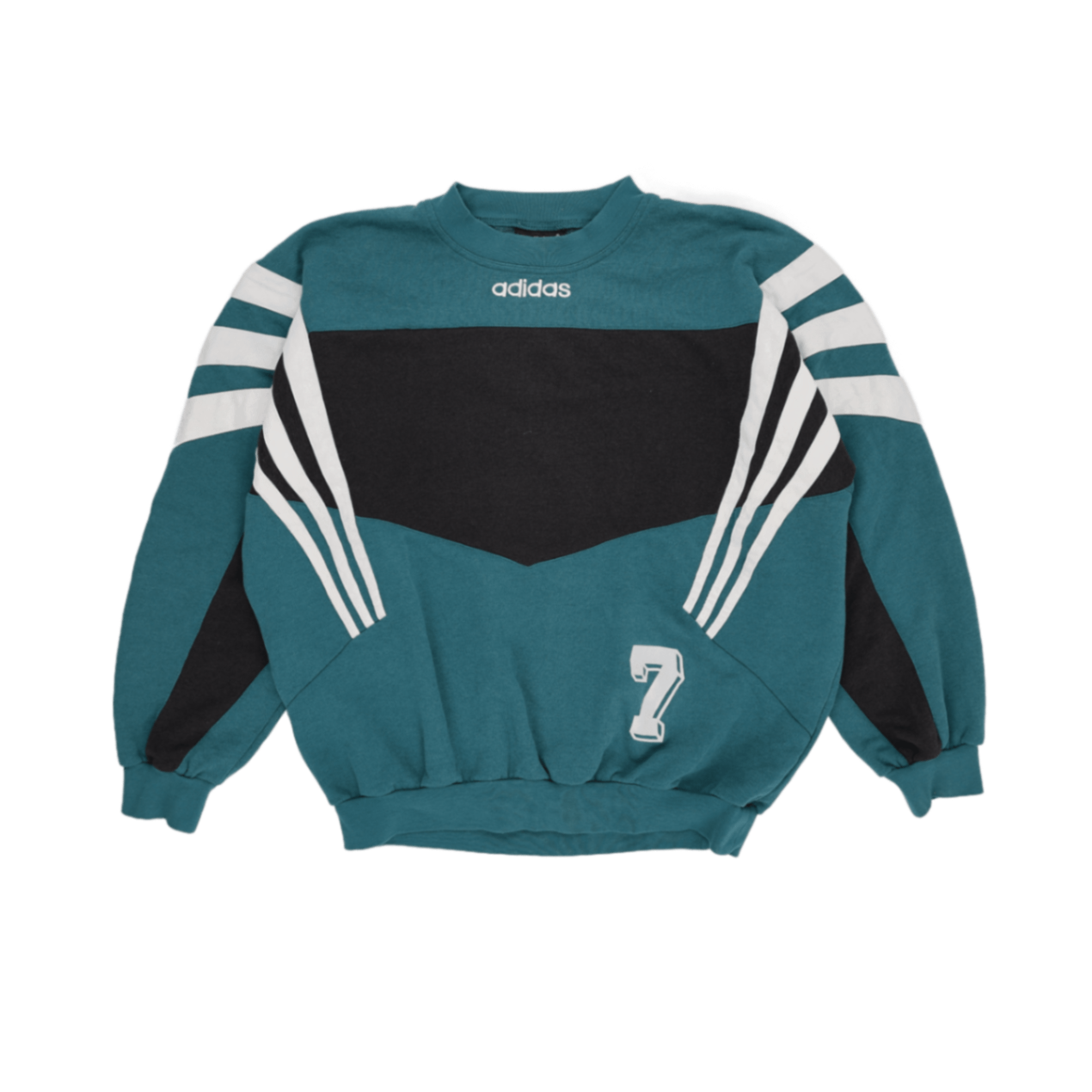adidas HEBC Lila III Vintage Crewneck Sweatshirt Teal Black White XL Cotton Blend