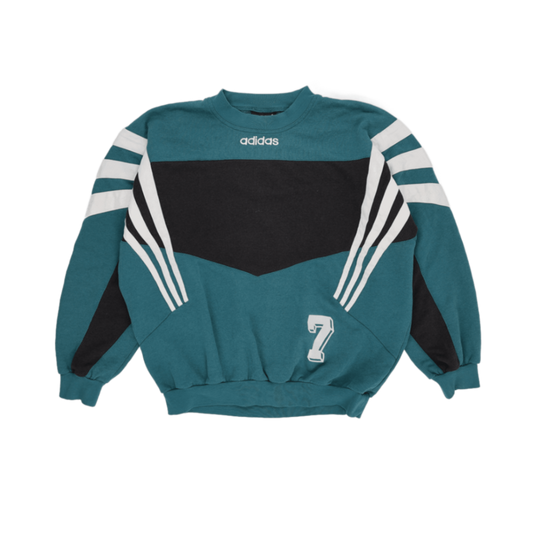 adidas HEBC Lila III Vintage Crewneck Sweatshirt Teal Black White XL Cotton Blend