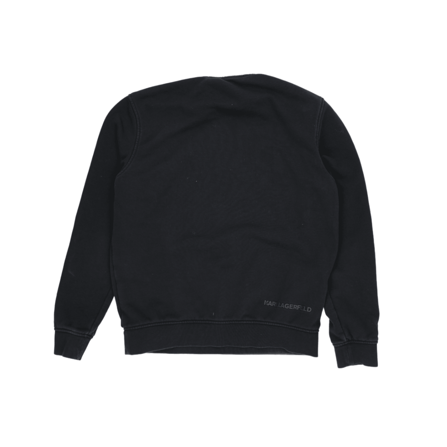 Karl Lagerfeld Men's Black Graphic Sweatshirt Size Small Cotton Blend Crew Neck