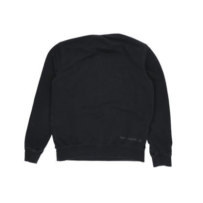 Karl Lagerfeld Men's Black Graphic Sweatshirt Size Small Cotton Blend Crew Neck