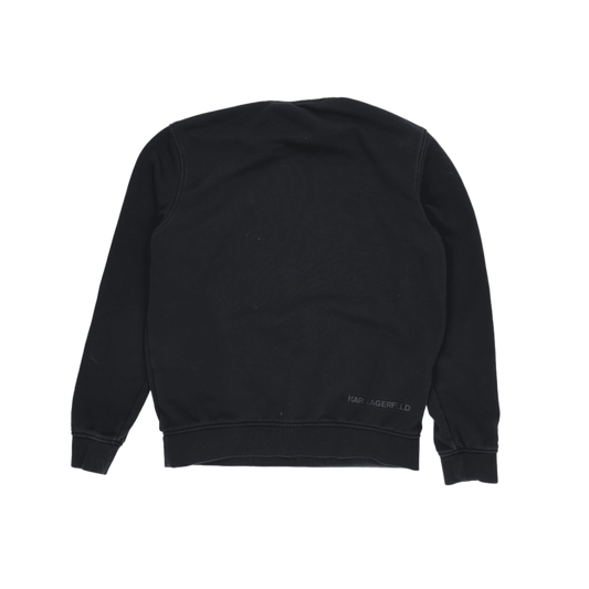 Karl Lagerfeld Men's Black Graphic Sweatshirt Size Small Cotton Blend Crew Neck