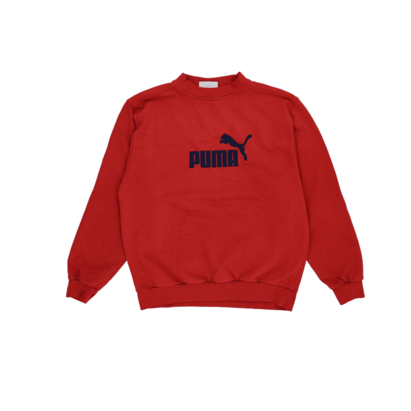 PUMA Red Logo Sweatshirt Unisex Small Vintage Cotton Crew Neck 90s