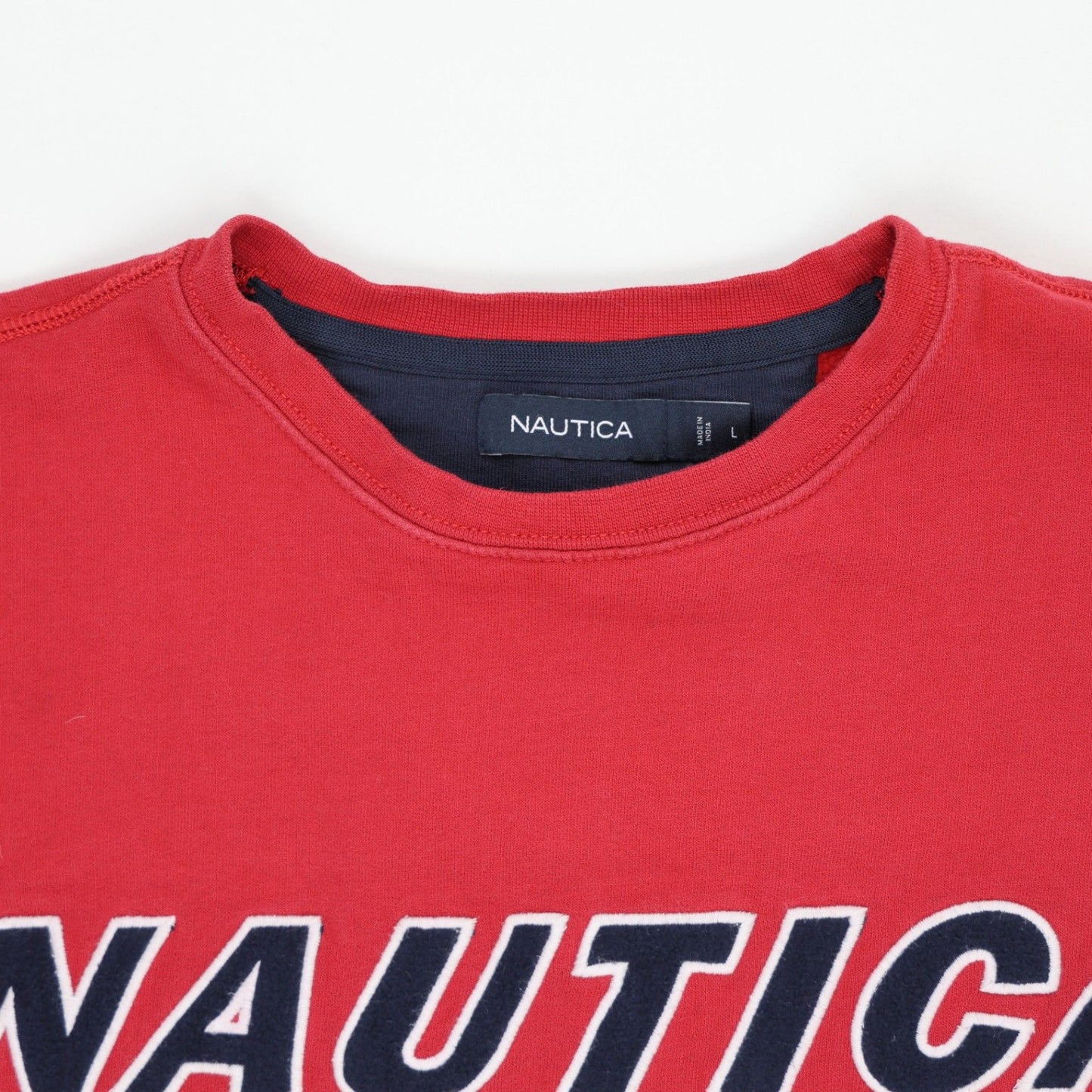 Nautica Large Red Crew Neck Sweatshirt for Men Cotton Casual Activewear