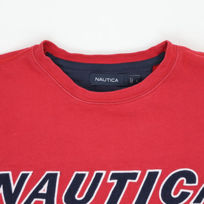 Nautica Large Red Crew Neck Sweatshirt for Men Cotton Casual Activewear