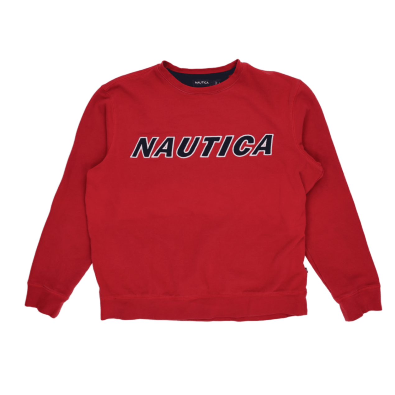 Nautica Large Red Crew Neck Sweatshirt for Men Cotton Casual Activewear