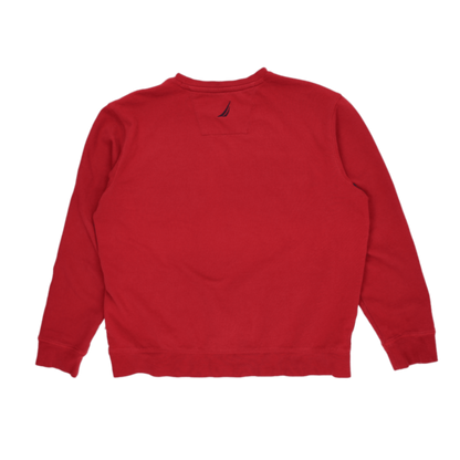 Nautica Large Red Crew Neck Sweatshirt for Men Cotton Casual Activewear