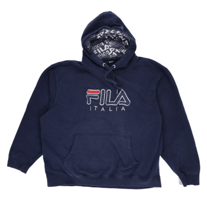 Fila Italia Navy Blue Pullover Hoodie XL Cotton Blend Mens