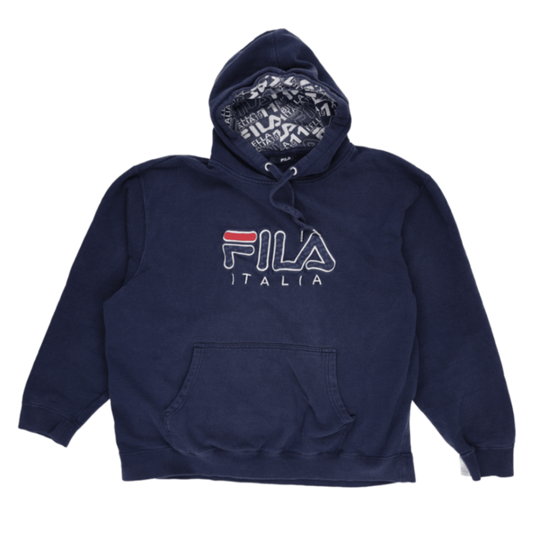 Fila Italia Navy Blue Pullover Hoodie XL Cotton Blend Mens