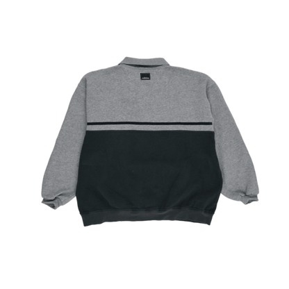 Adidas Vintage Polo Sweatshirt Grey Black Cotton Blend Size L 90s Retro Sportswear