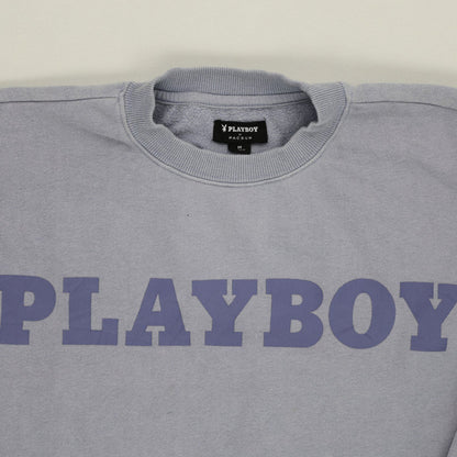 Playboy Grey Crewneck Sweatshirt for Men Size Medium Cotton Blend