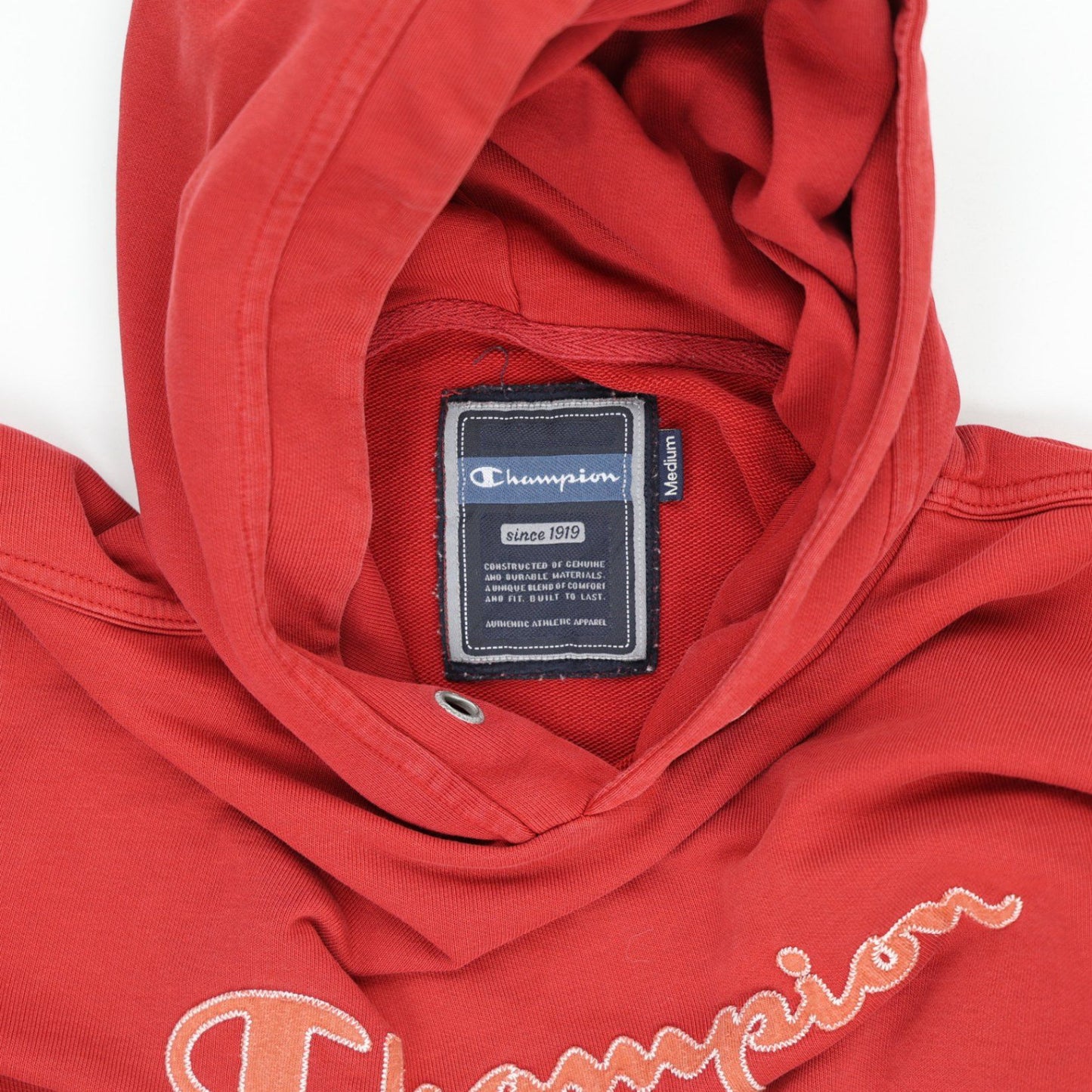 Champion Vintage Red Pullover Hoodie Medium Cotton Blend Hooded Sweatshirt