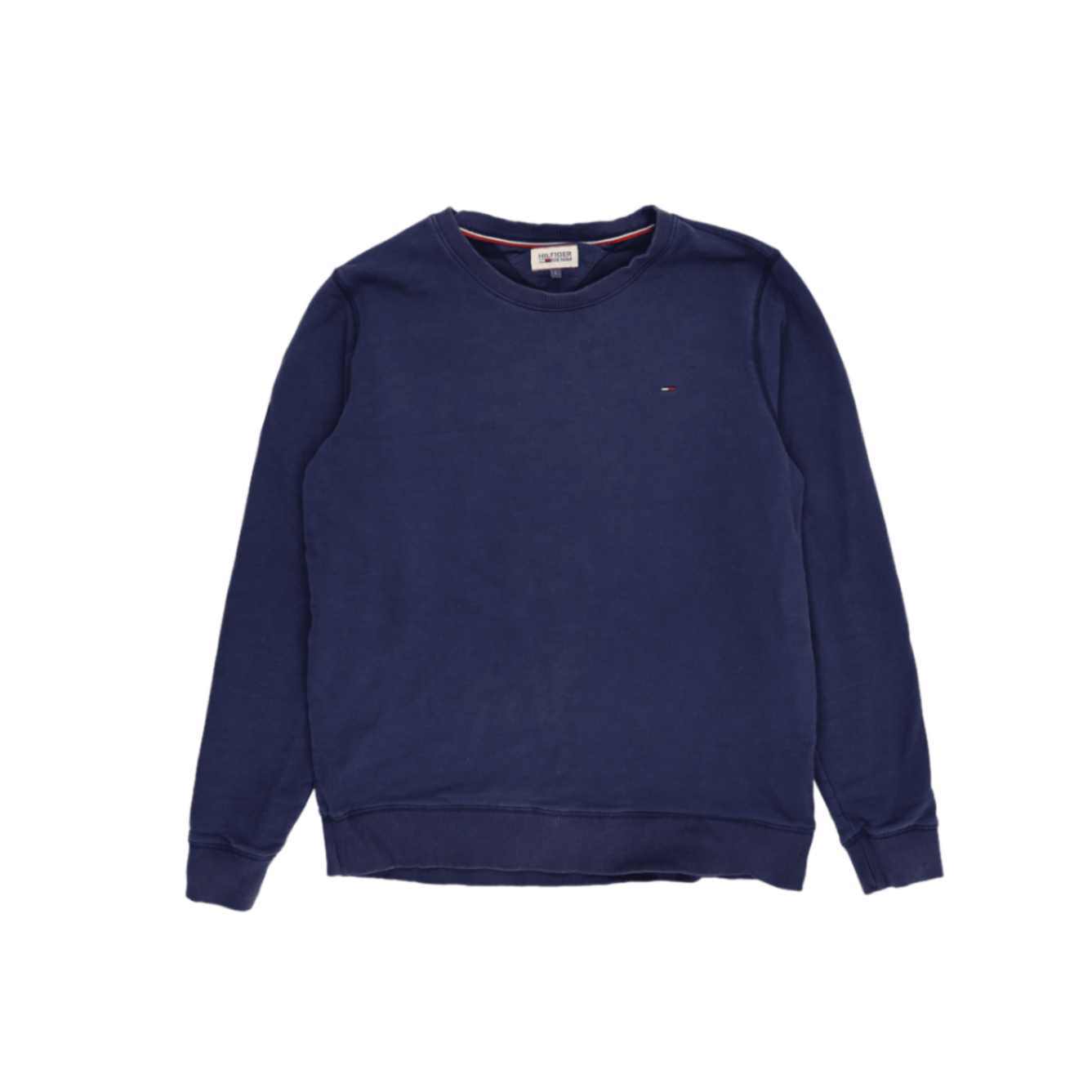 Hilfiger Denim Navy Blue Crew Neck Sweatshirt for Men Size Large Cotton Casual