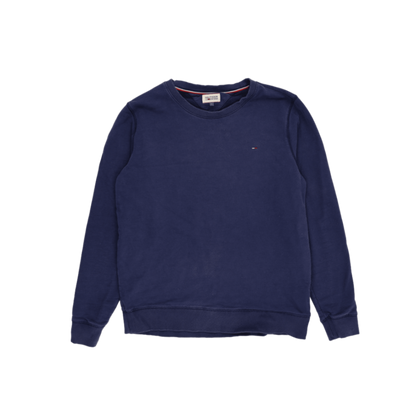 Hilfiger Denim Navy Blue Crew Neck Sweatshirt for Men Size Large Cotton Casual