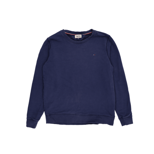 Hilfiger Denim Navy Blue Crew Neck Sweatshirt for Men Size Large Cotton Casual