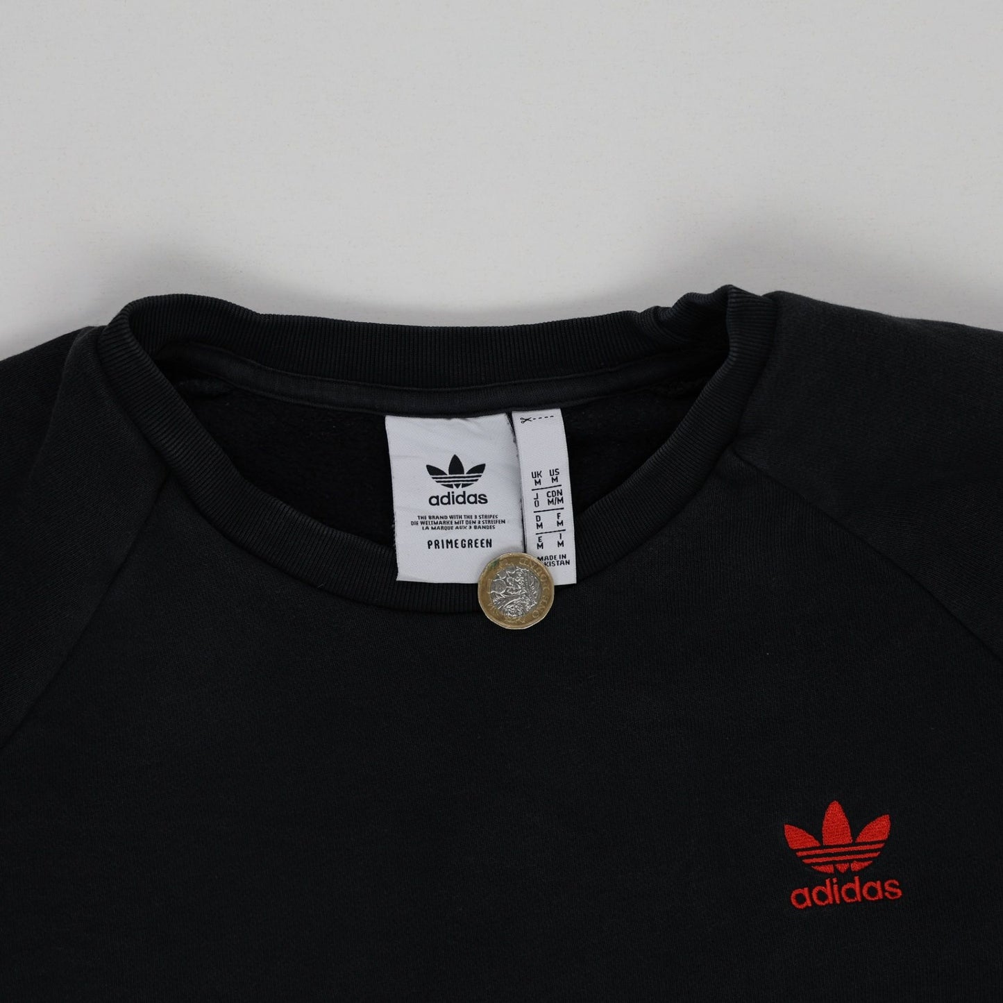 Adidas Originals Primegreen Black Crew Neck Sweatshirt Large Polyester Blend
