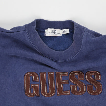 Guess Vintage Blue Crew Neck Sweatshirt Men's Size Large Cotton Blend